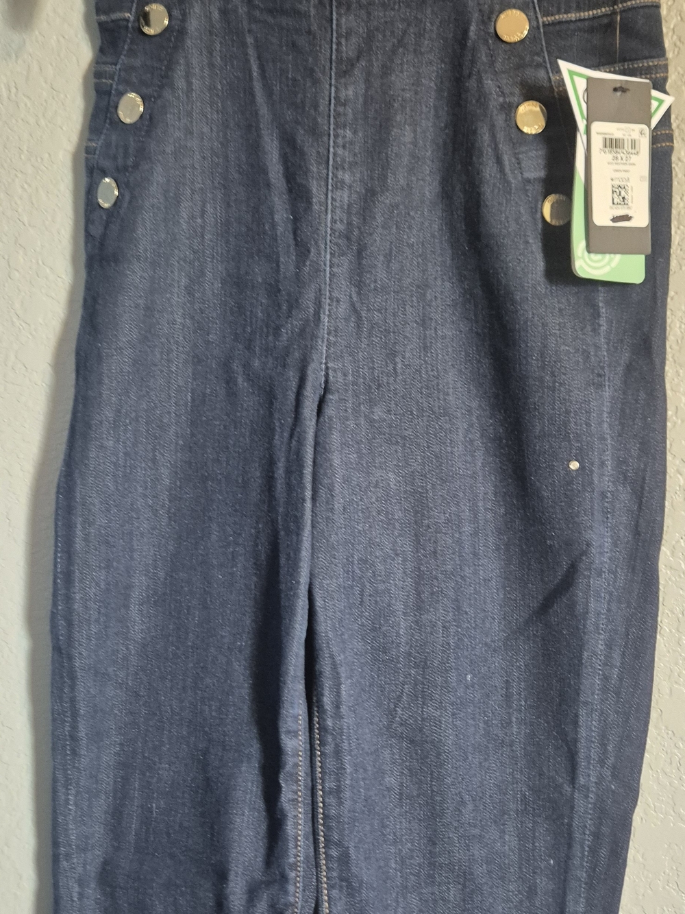 Macy's Dark Blue High-Rise Women's Jeans with Side Button Detail